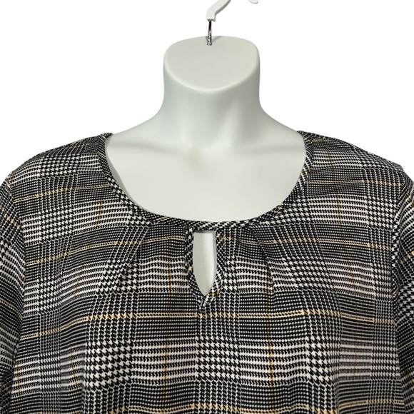 NWOT, Claire France, Plus Size Plaid Tunic, 3X, Black, White, Yellow - Picture 3 of 8